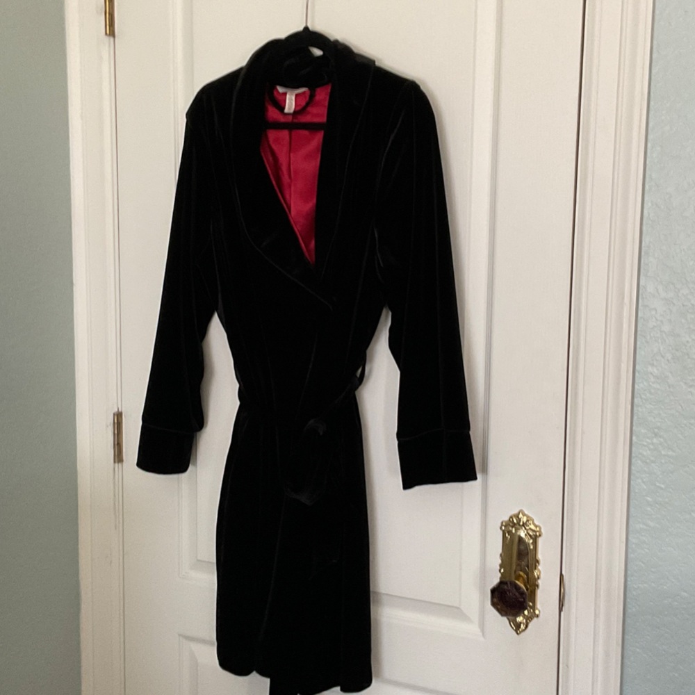 Black Velvet Robe with Red Lining
